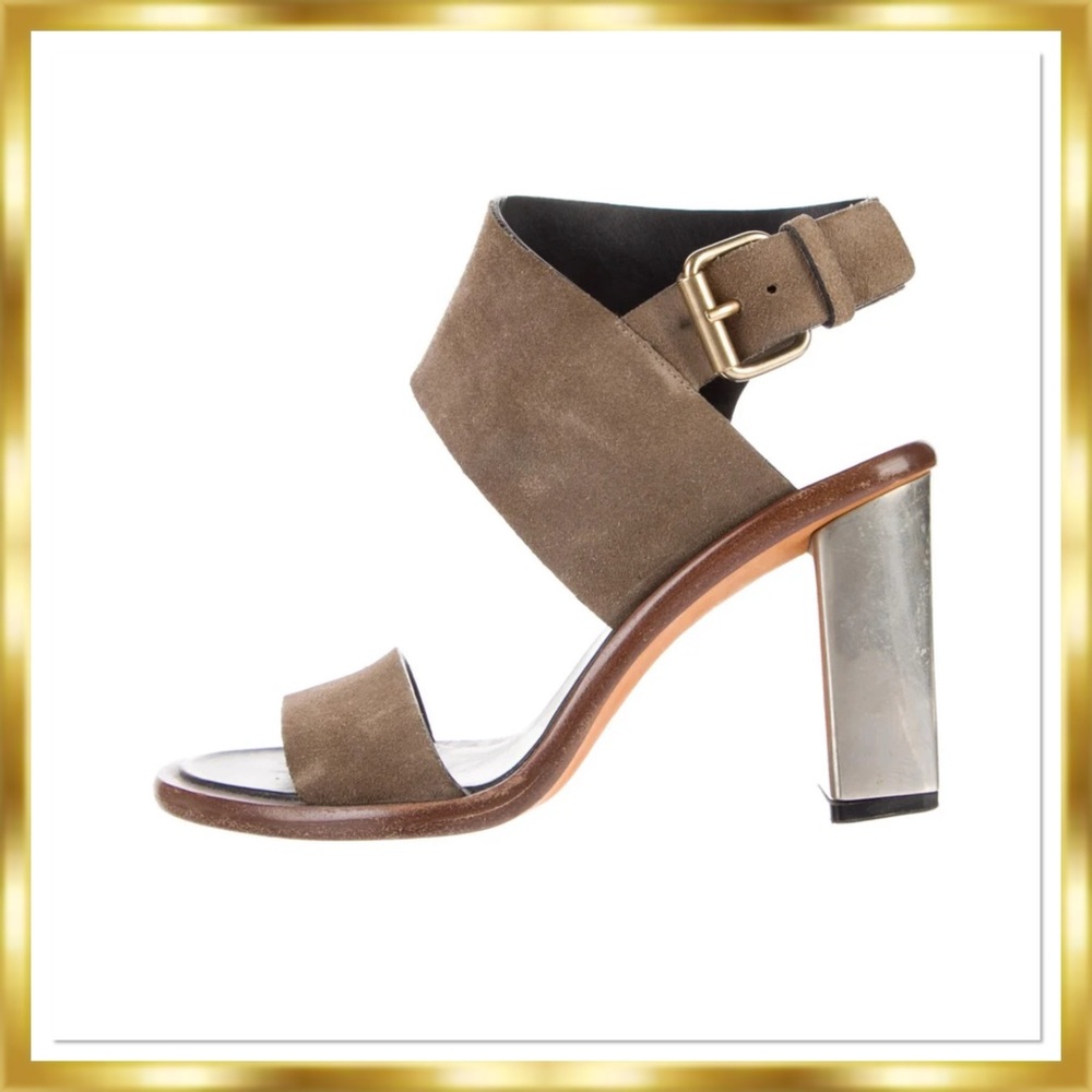 Celine Phoebe Philo Suede Slingback Beige Tan Sandal 5.5(35.5) block heel $350